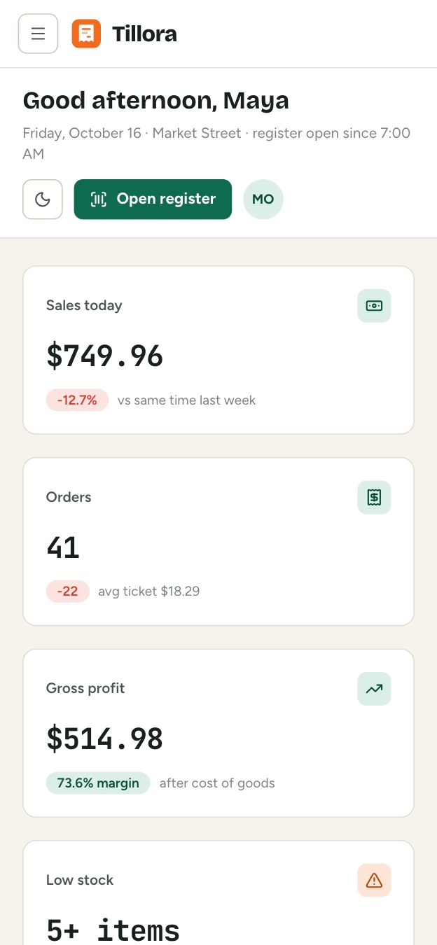 Dashboard on a phone