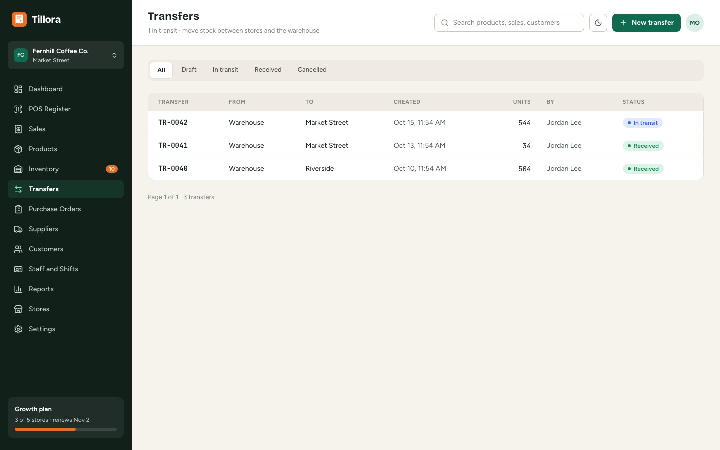 Stock transfers